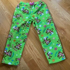 Green Monkey Print Kids Pajama Pants